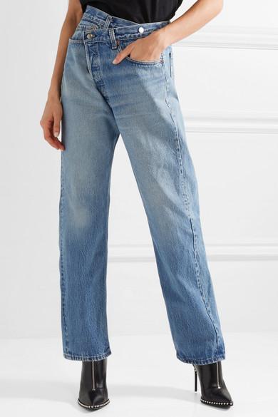 R13 Crossover Asymmetric High-rise Straight-leg Jeans in Blue | Lyst