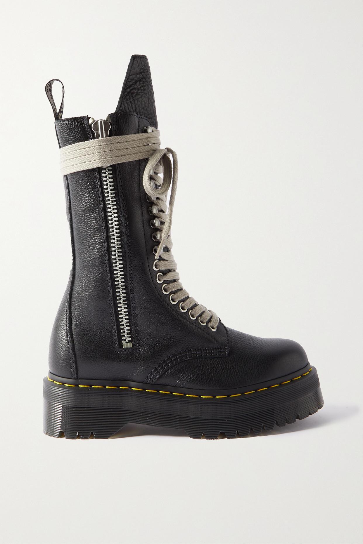 Rick Owens + Dr. Martens Leather Boots in Black | Lyst