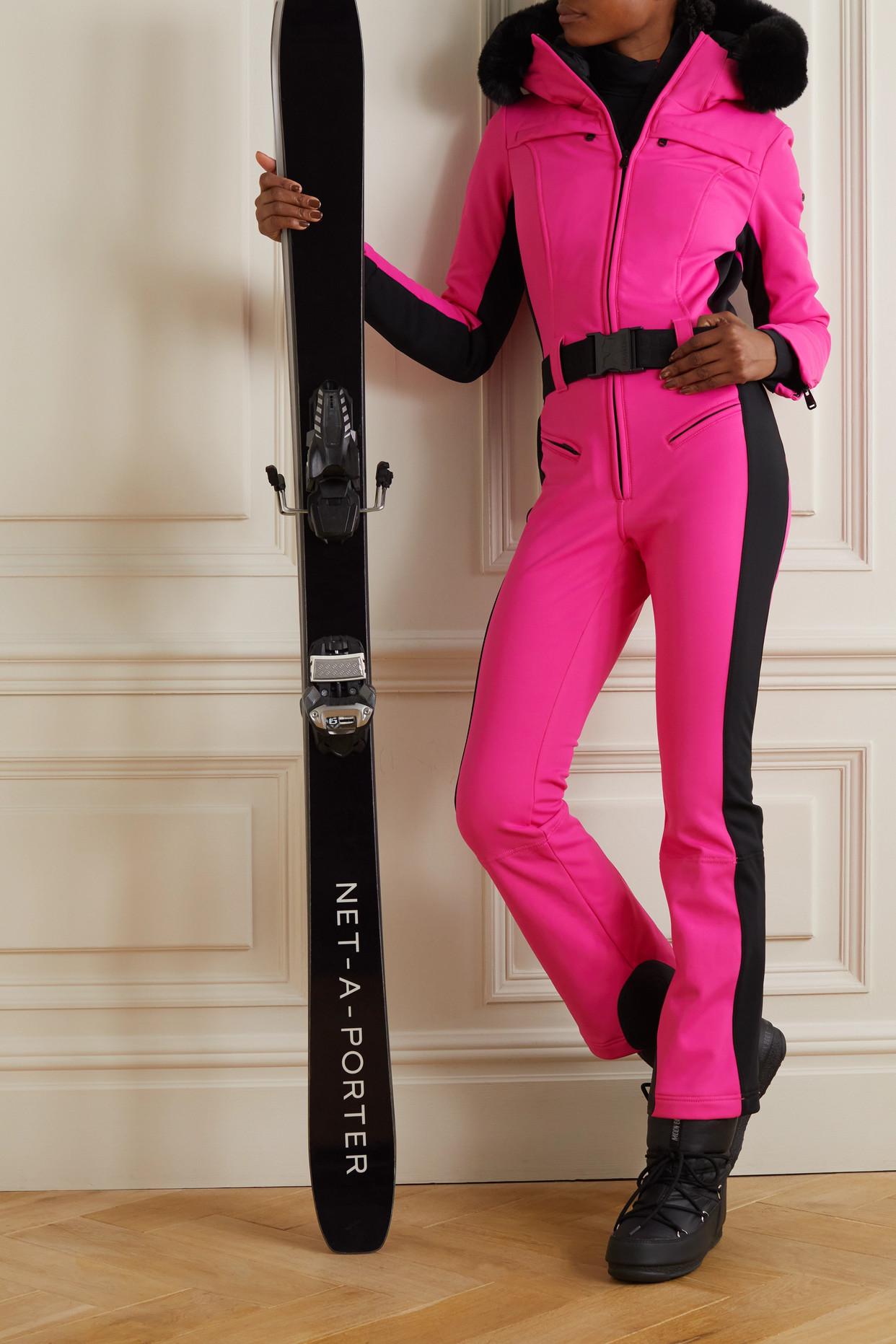 Goldbergh Parry Belted Hooded Faux Fur-trimmed Ski Suit in Pink