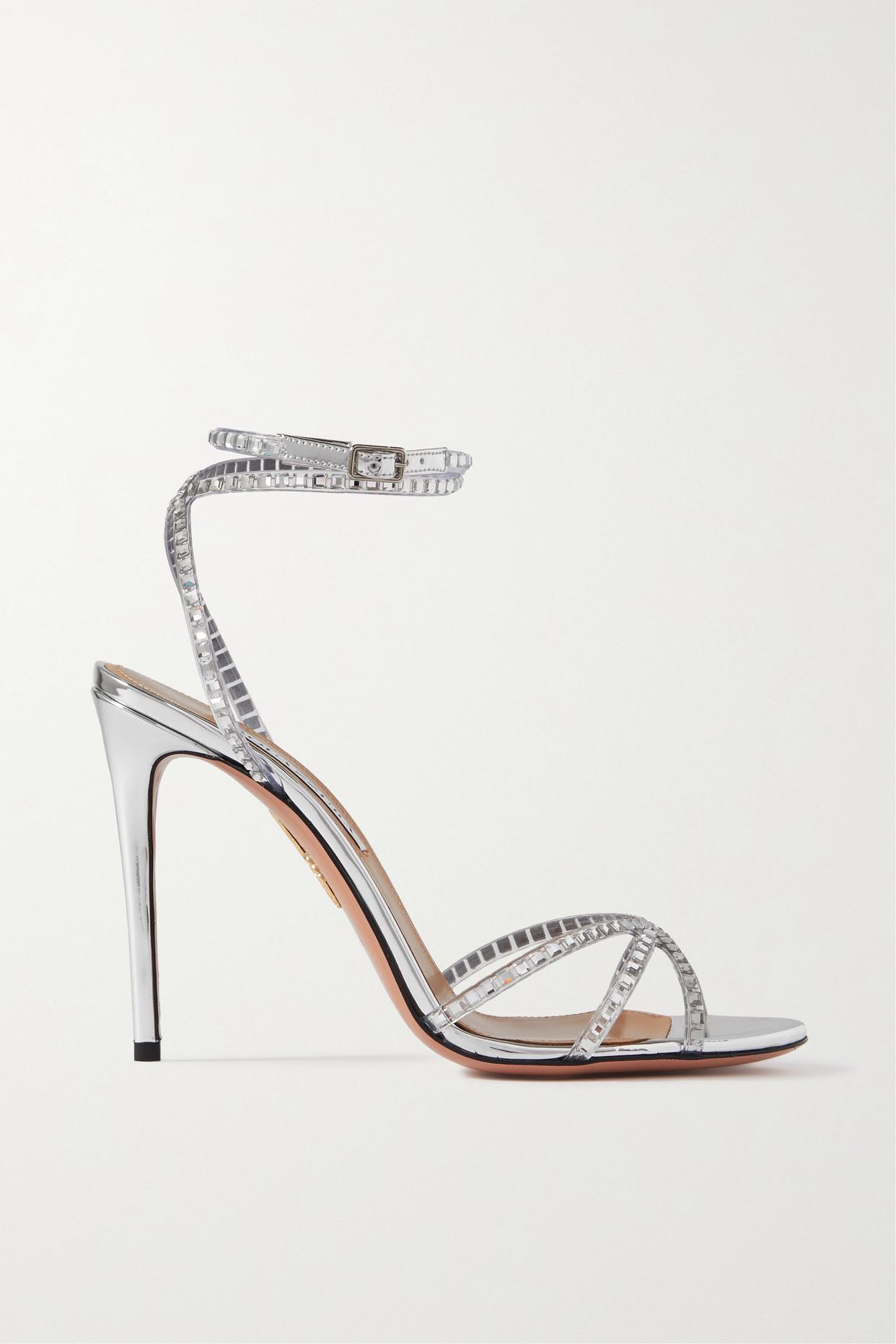 Aquazzura Dance Plexi 105 Crystal-embellished Pvc Sandals in White | Lyst