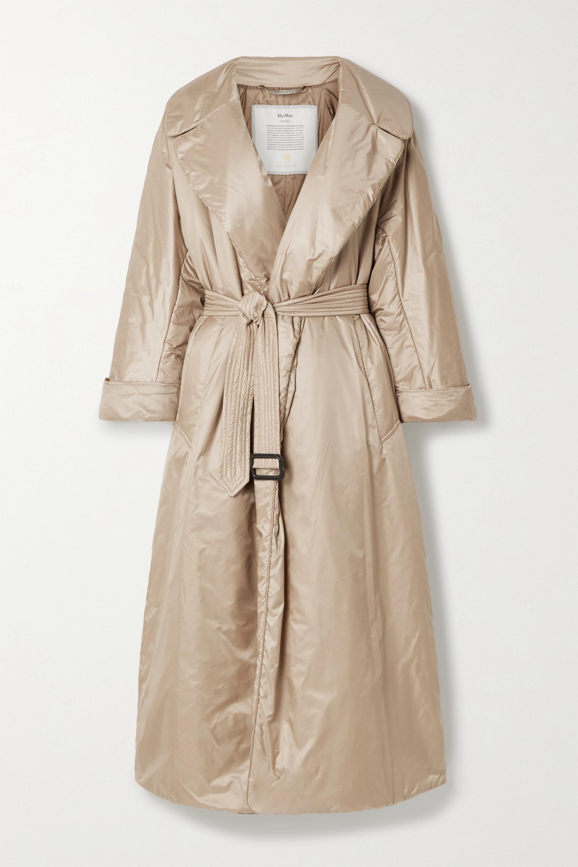 Max Mara The Cube Cameluxe Belted Shell Coat in Natural | Lyst