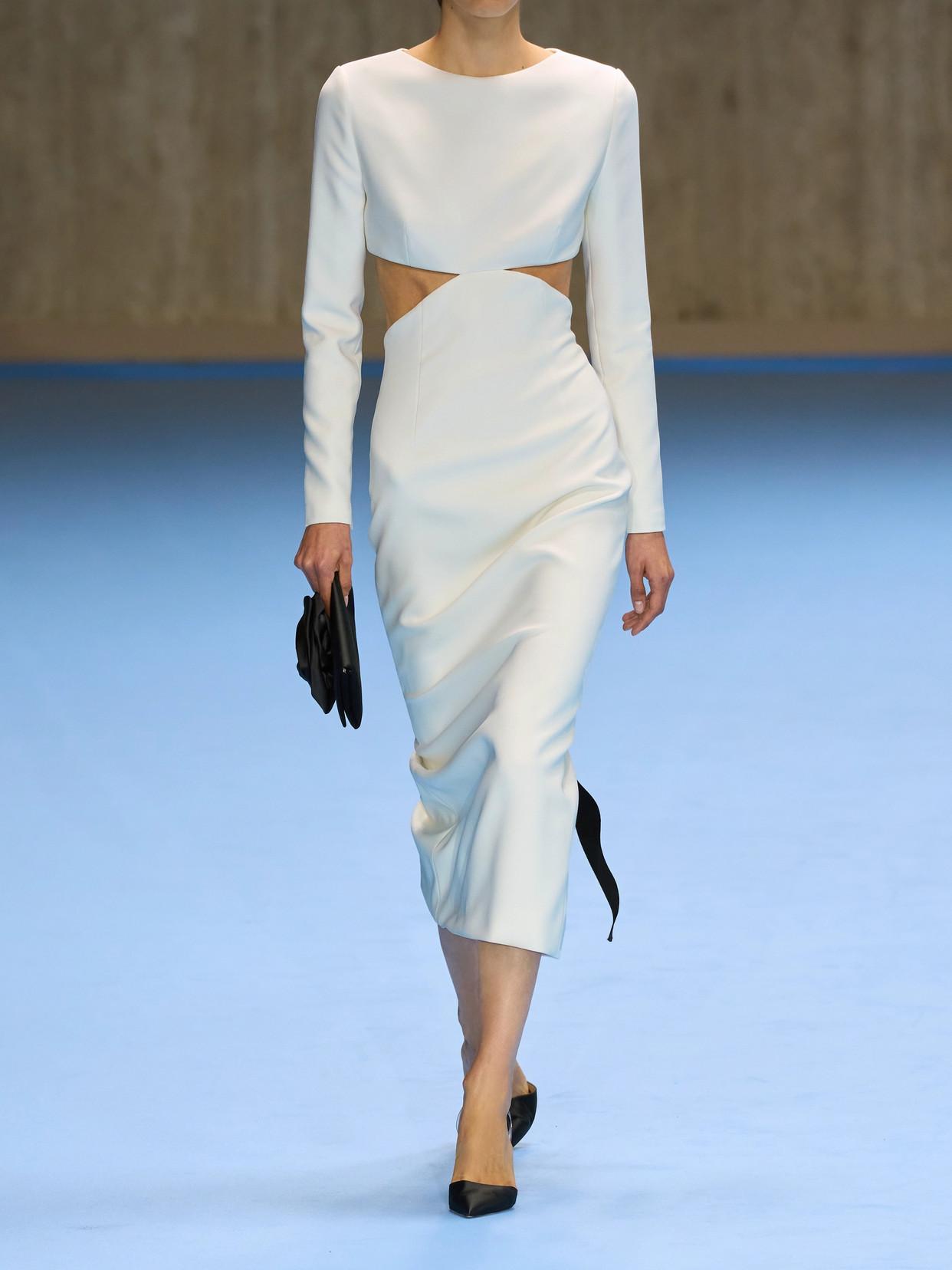 carolina herrera embellished crepe midi dress Carolina Herrera Bow-embellished Cut-out Crepe Midi Dress - Women - Navy Dresses
