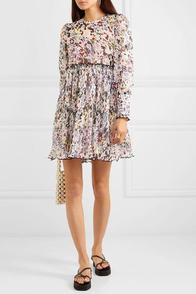 ganni floral print georgette dress