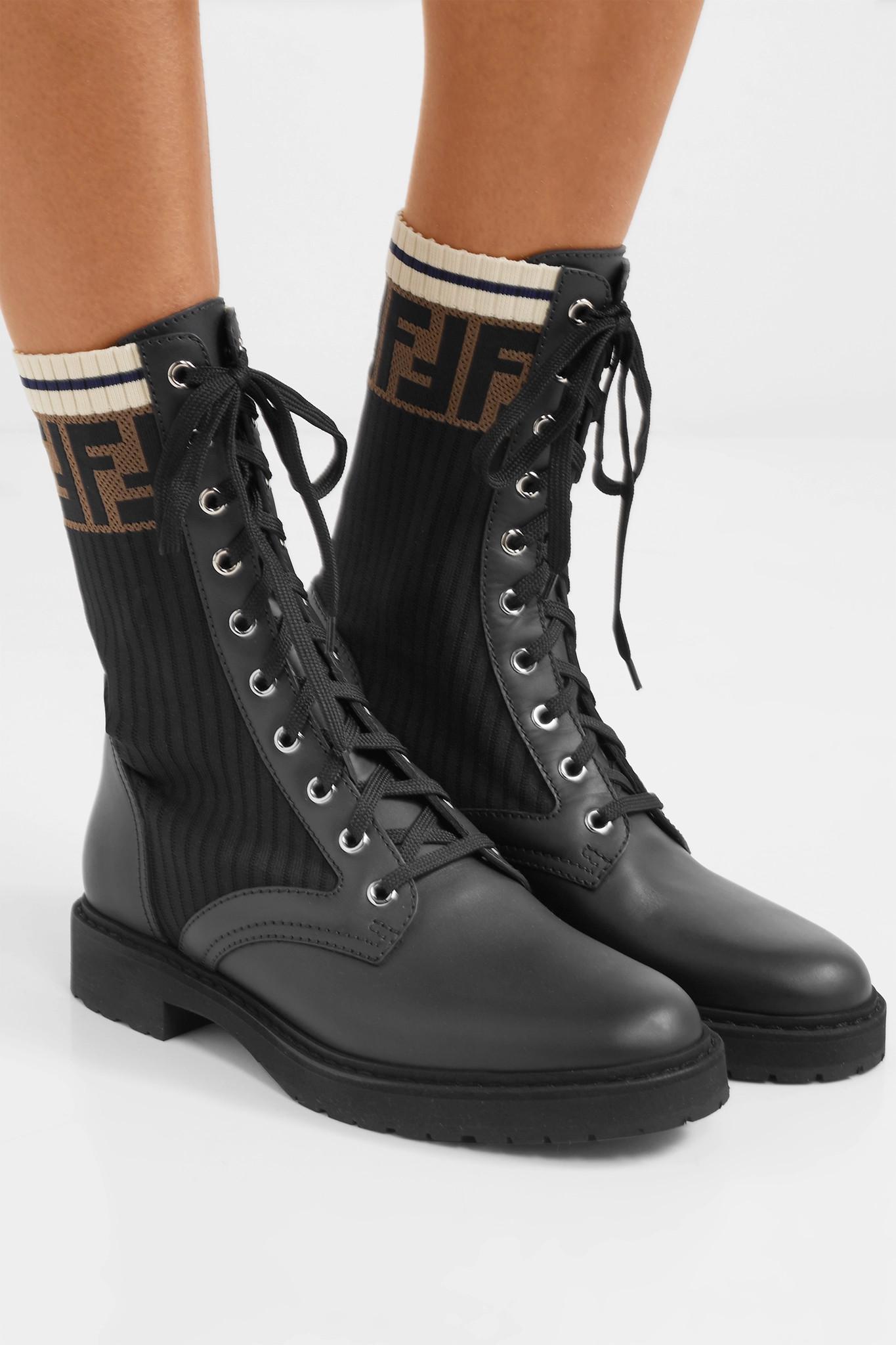 Fendi Denim Leather Ankle Boots in Black - Save 26% - Lyst