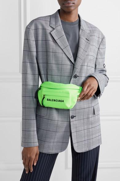Balenciaga Wheel Neon Embroidered Canvas Belt Bag in Green | Lyst
