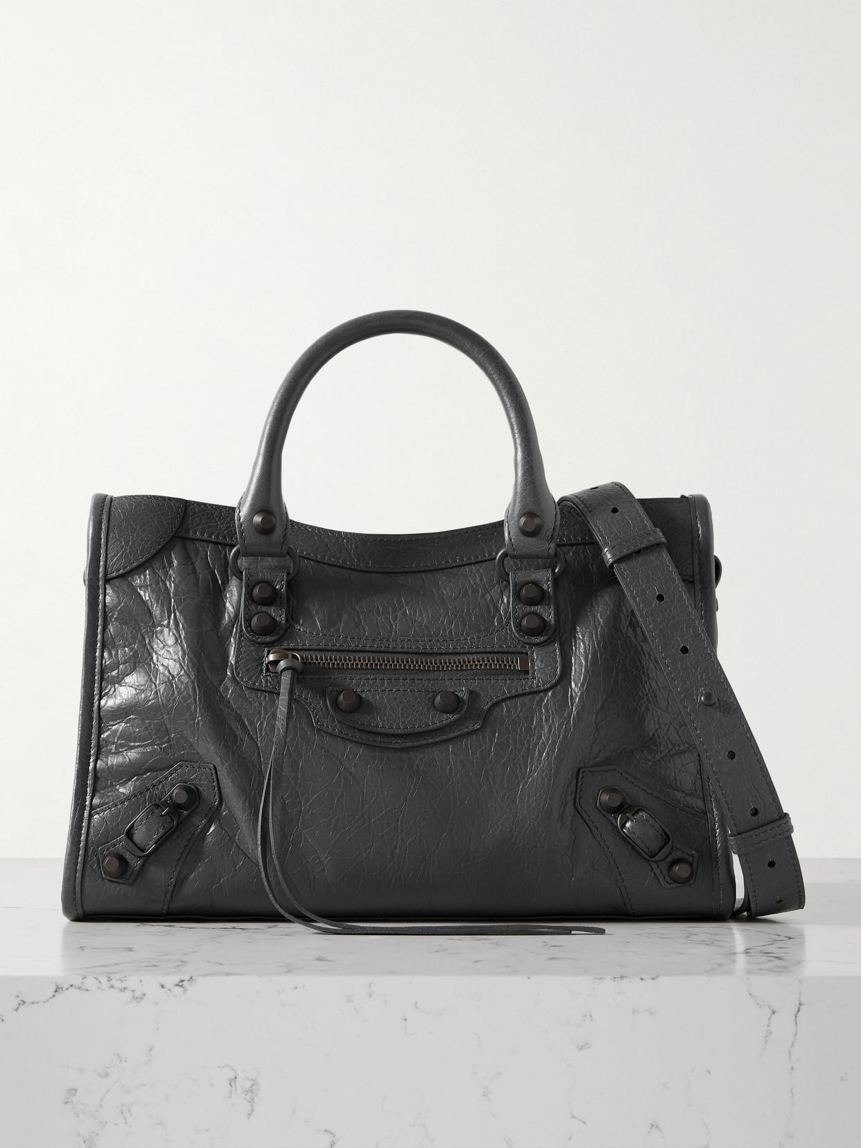 Balenciaga Le City Small Embellished Textured-Leather Tote in