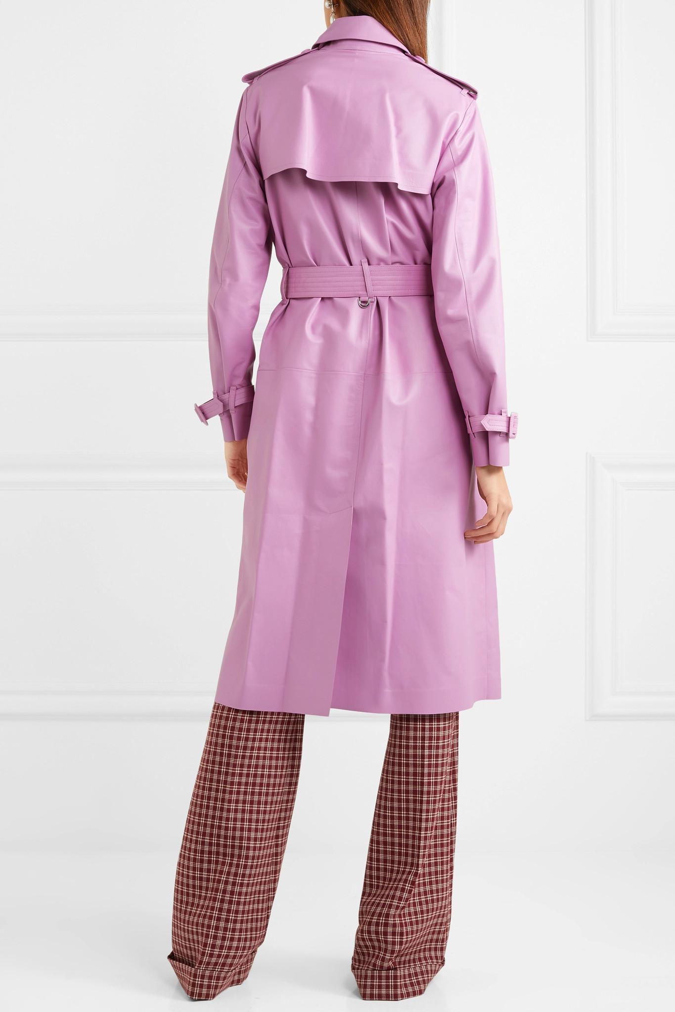Valentino Leather Trench Coat in Pink | Lyst