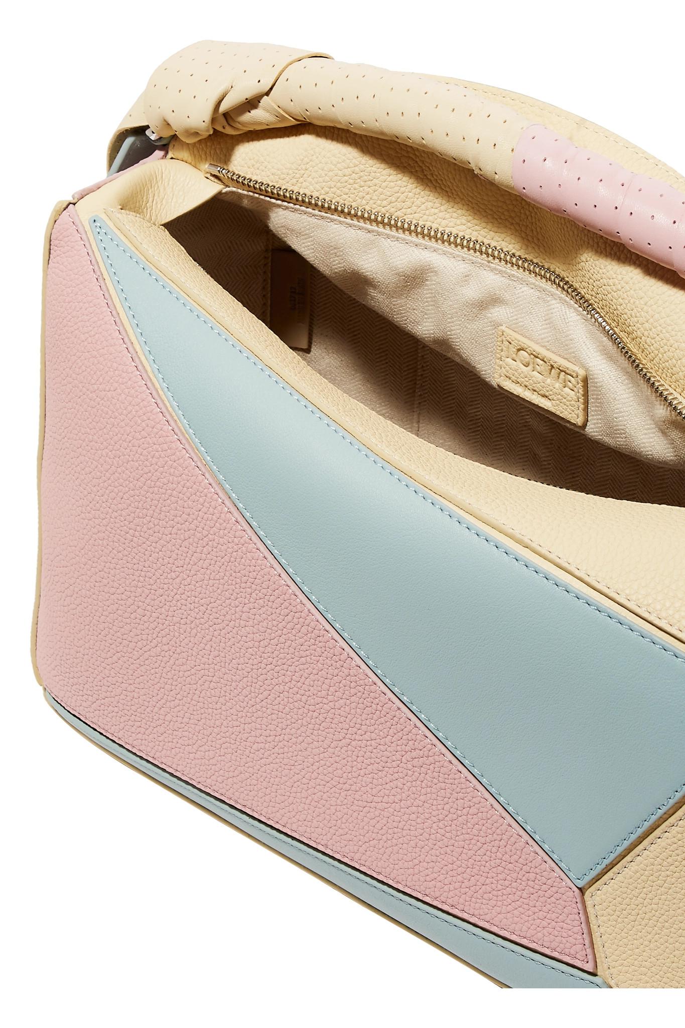 Loewe Puzzle Color-block Leather Shoulder Bag in Pink