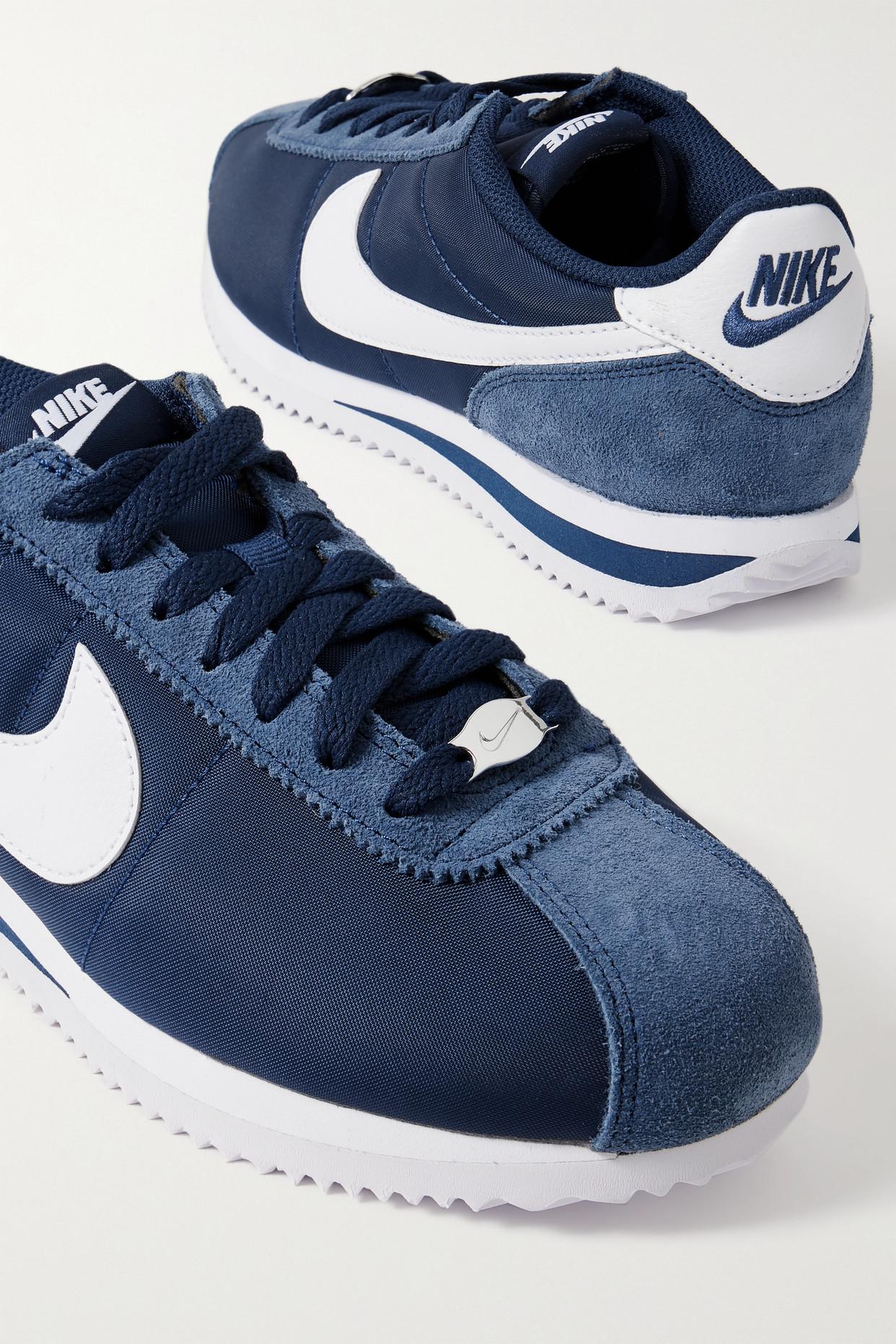 Nike Cortez Suede And Leather-trimmed Shell Sneakers in Blue | Lyst