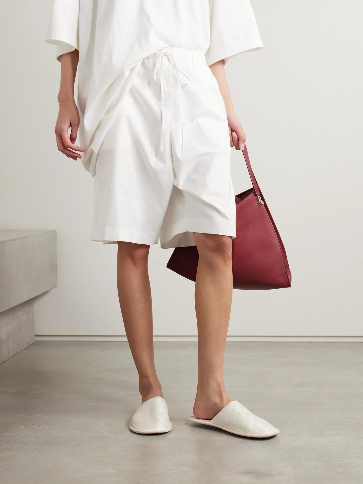 The Row Frances Satin-Jacquard Slippers in White | Lyst