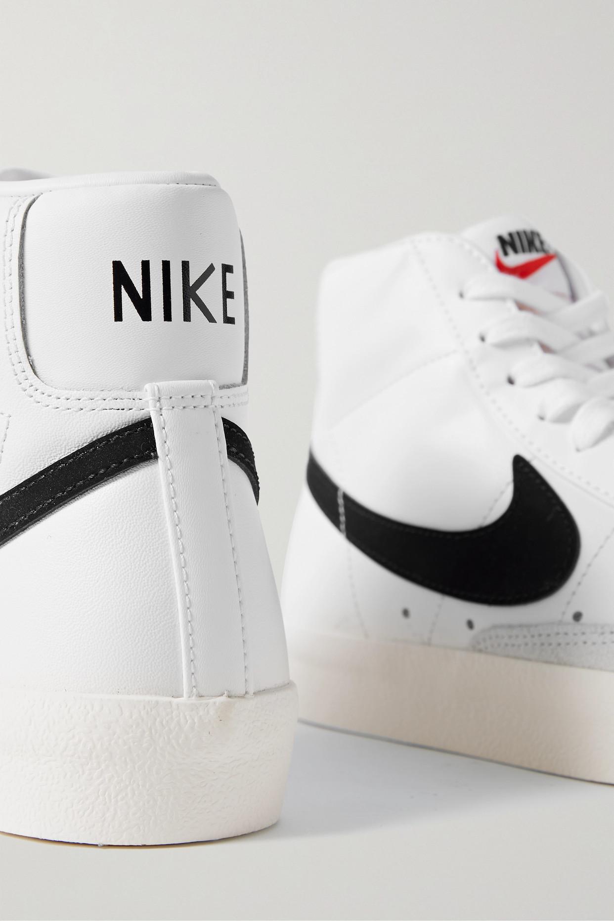 Nike Blazer Mid Suede-trimmed Leather High-top Sneakers in White | Lyst