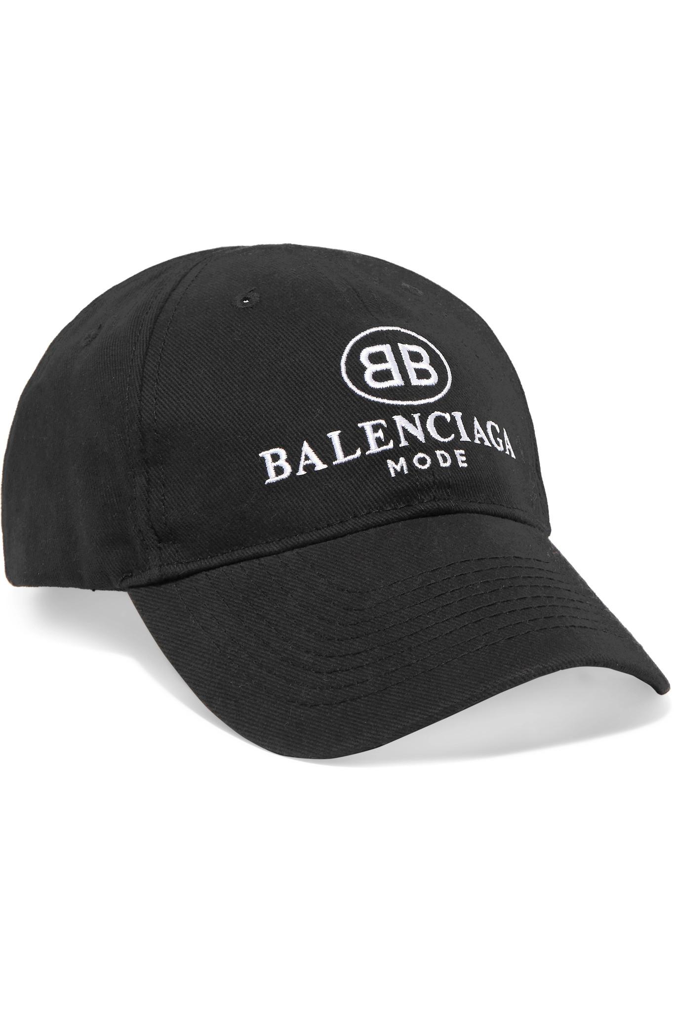 Balenciaga Embroidered Cotton-twill Baseball Cap in Black - Lyst