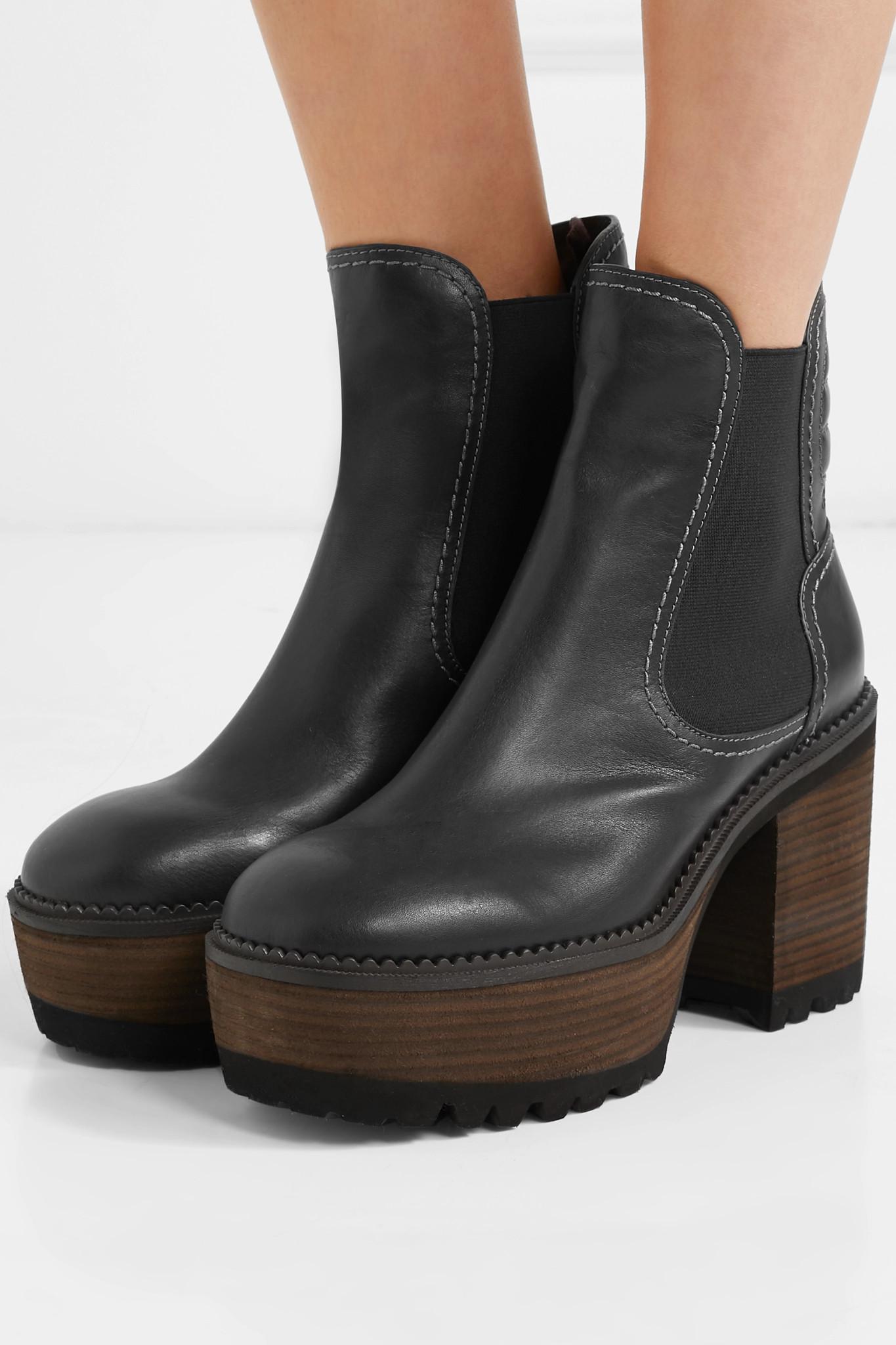 Erika Leather Platform Ankle Boots 