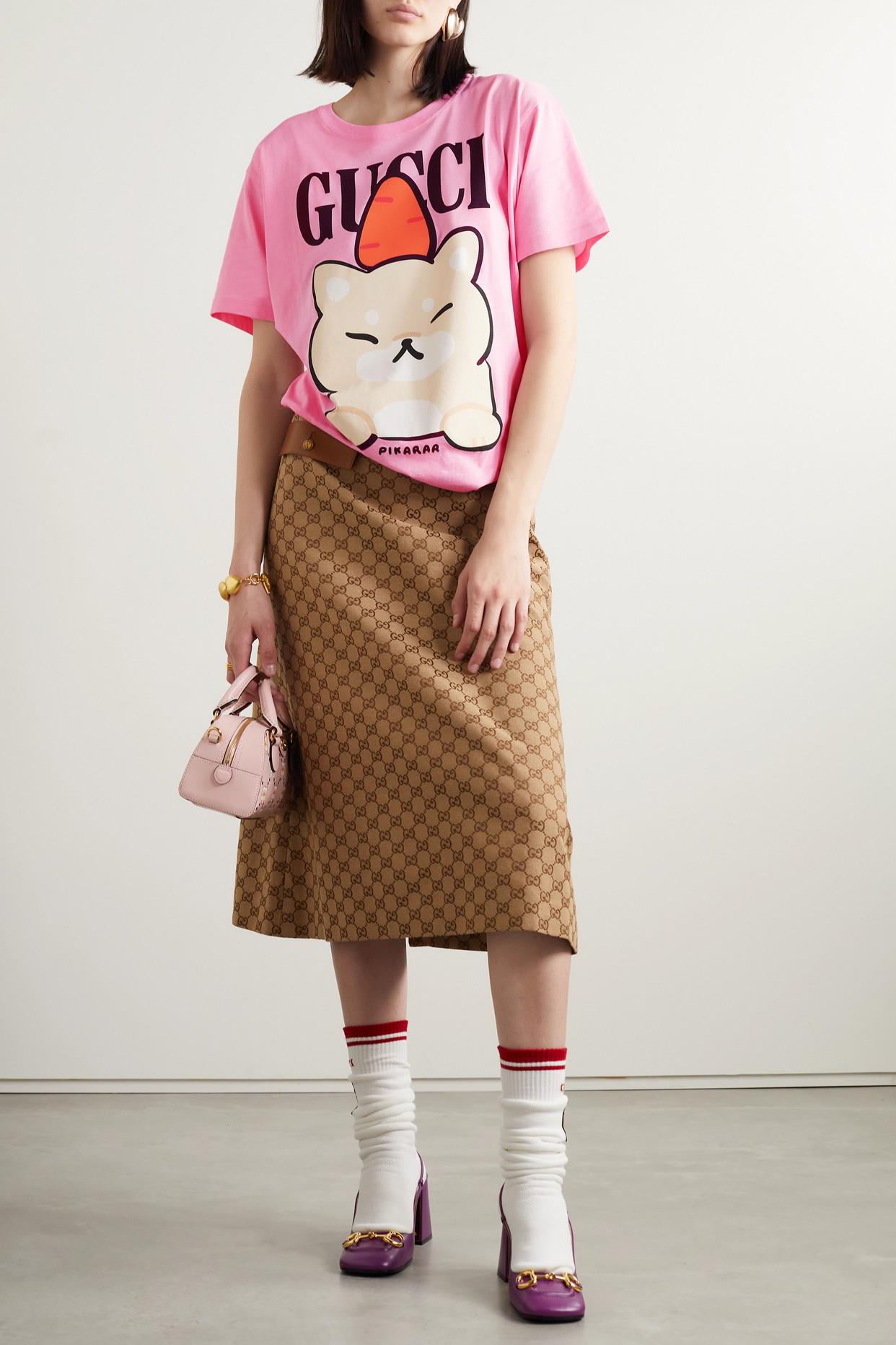 Gucci Kawaii Printed Cotton-jersey T-shirt in Pink | Lyst