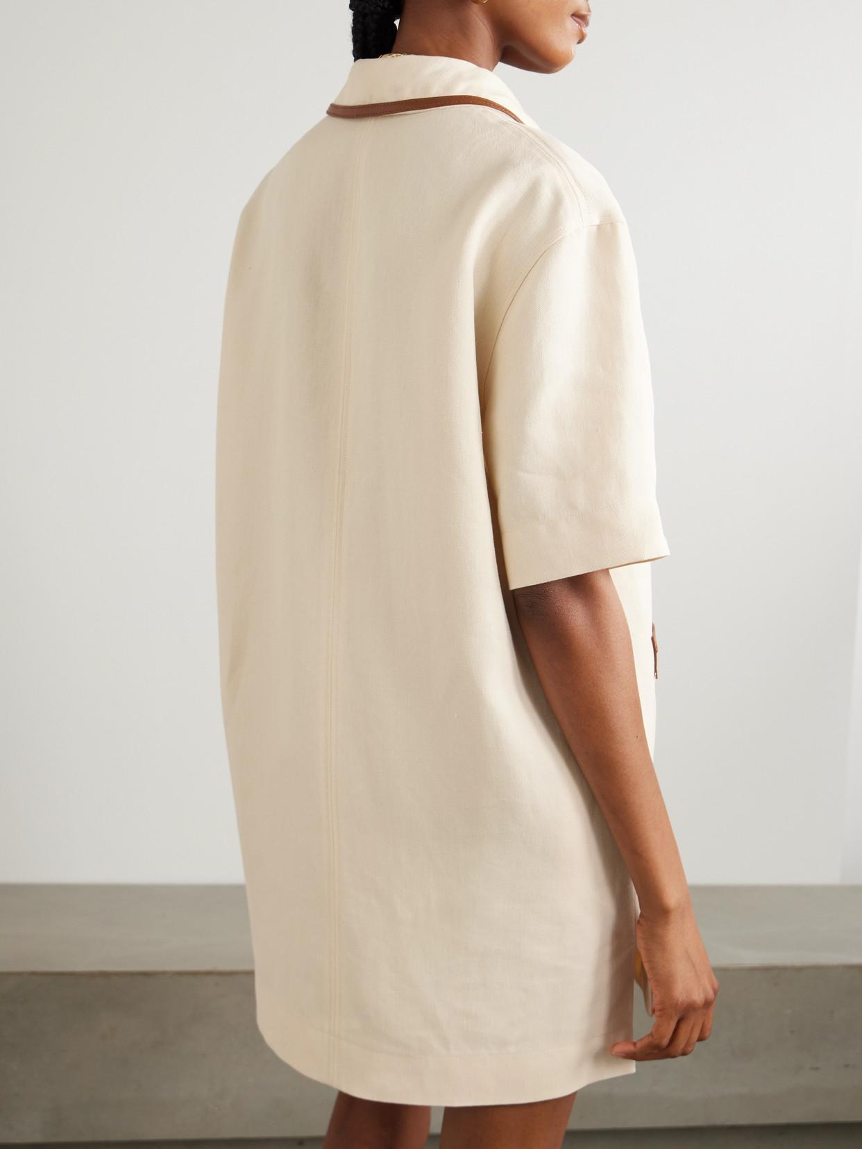 Gucci Linen Canvas Dress With Horsebit in Natural | Lyst