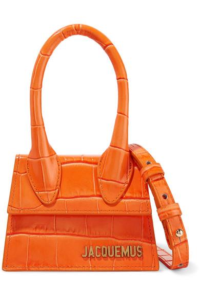 Jacquemus Le Sac Riviera Croc Embossed Leather Bag in Orange