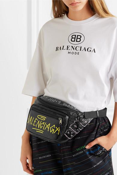 Balenciaga Graffiti Explorer Belt Bag Leather Medium Black 2022941