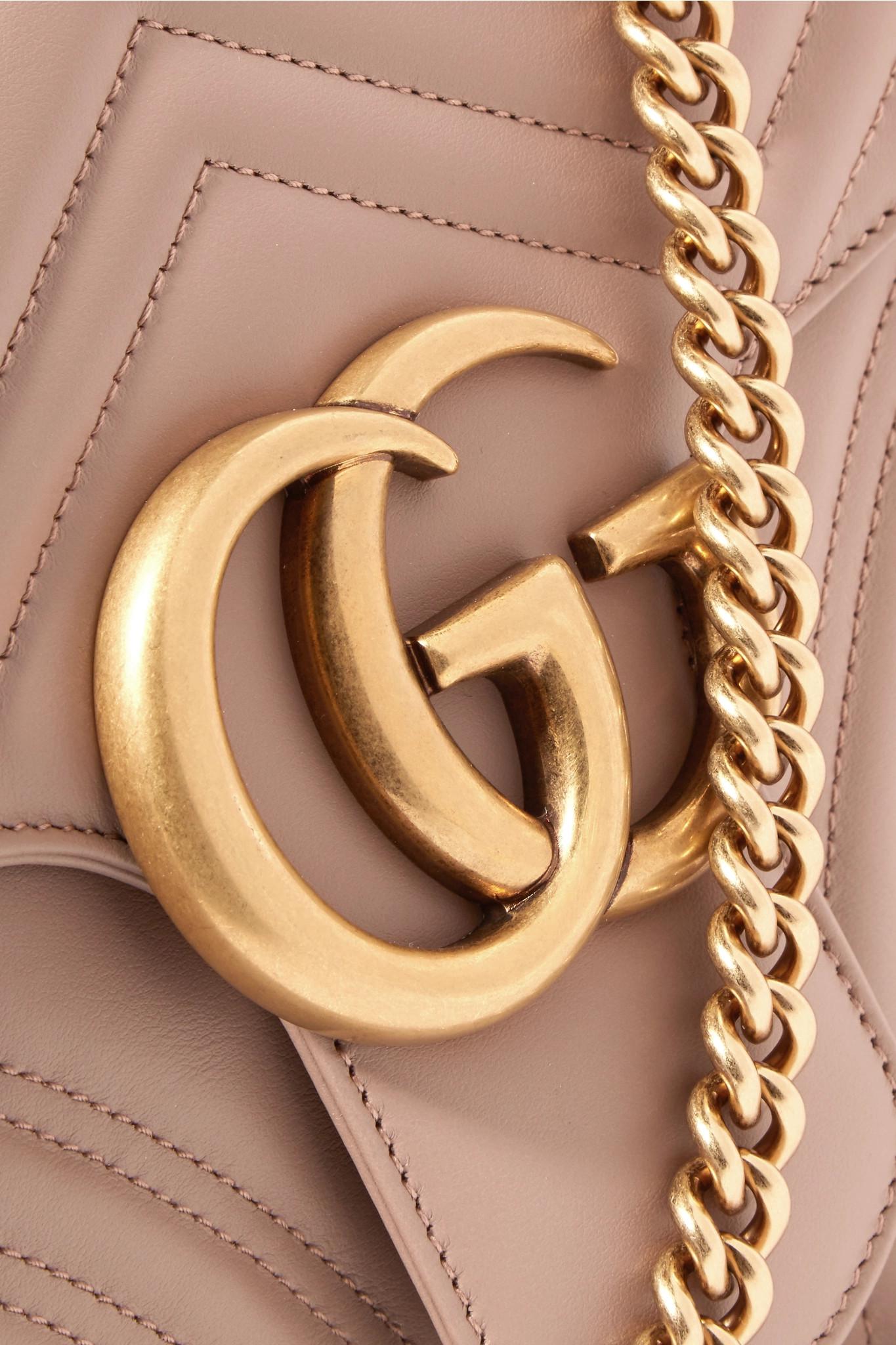 Gucci Gg Marmont Large Quilted Leather Shoulder Bag in Beige (Natural) - Lyst
