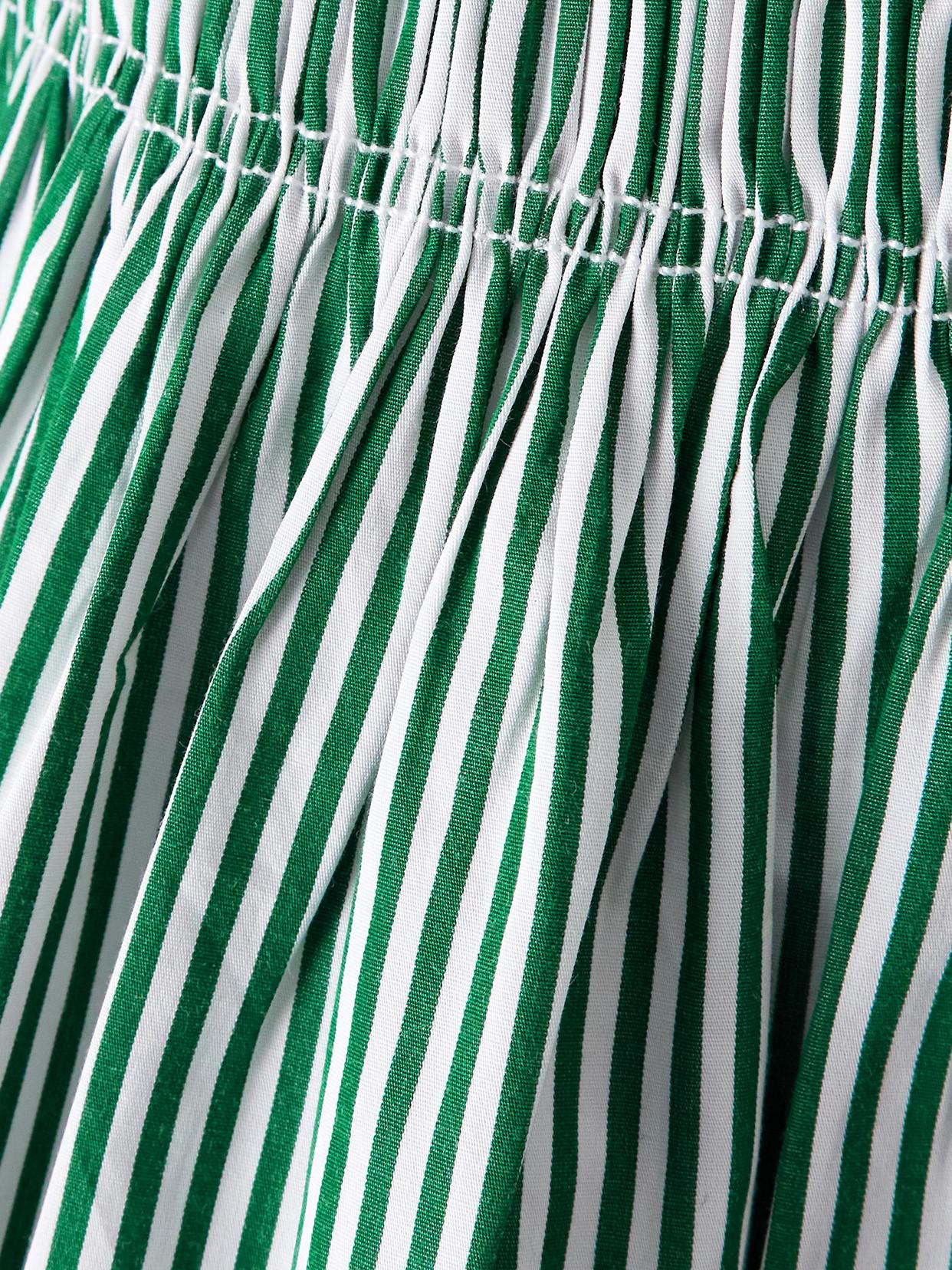 Faithfull the Brand Noa Shirred Striped Cotton-Blend Poplin Mini Dress in  Green | Lyst
