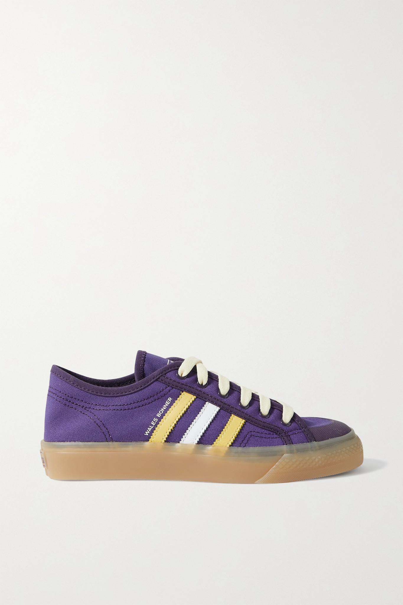 + Wales Bonner Nizza Leather-trimmed Canvas Sneakers in Purple | Lyst