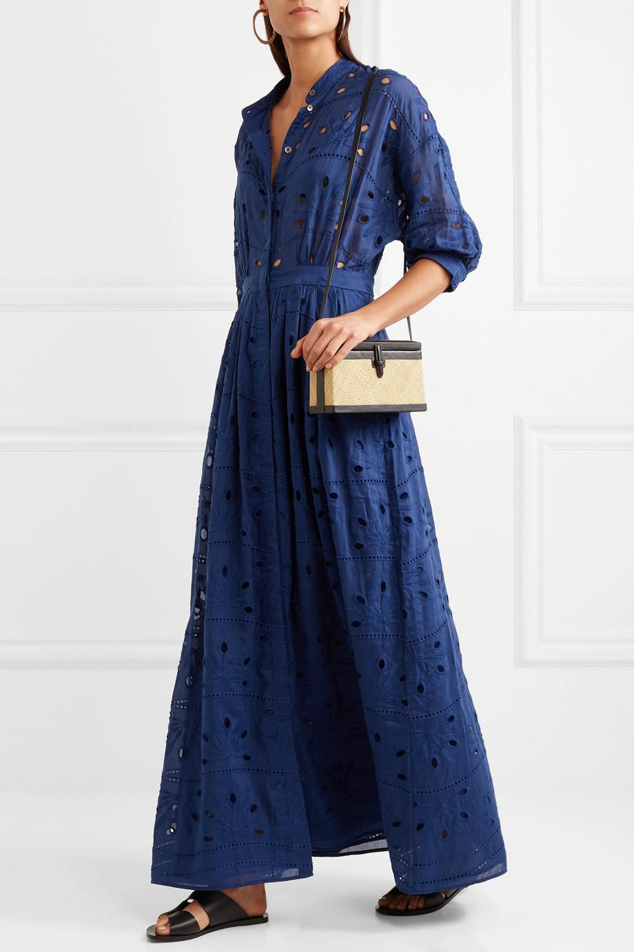 navy blue broderie anglaise dress
