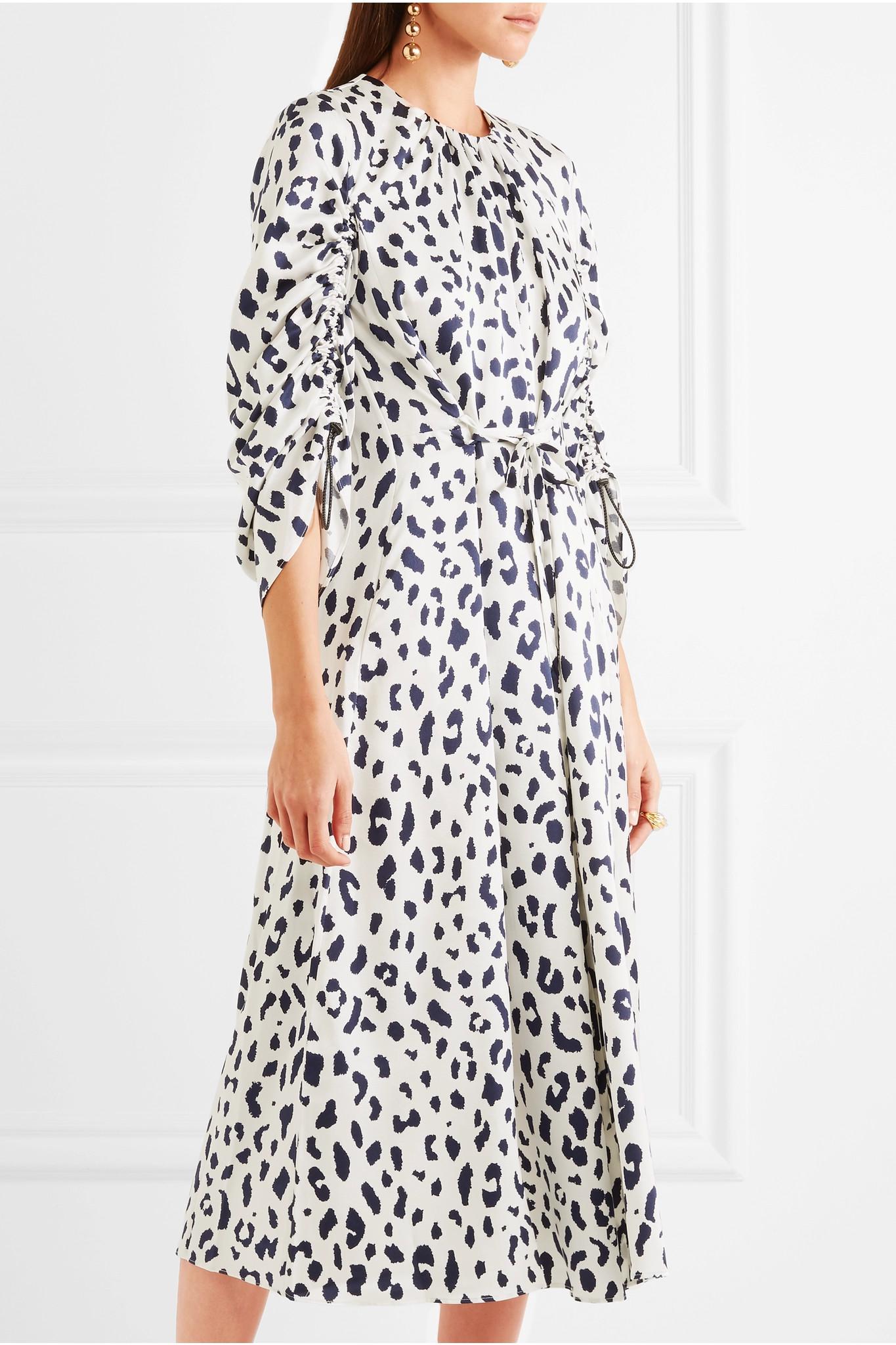 leopard silk midi dress