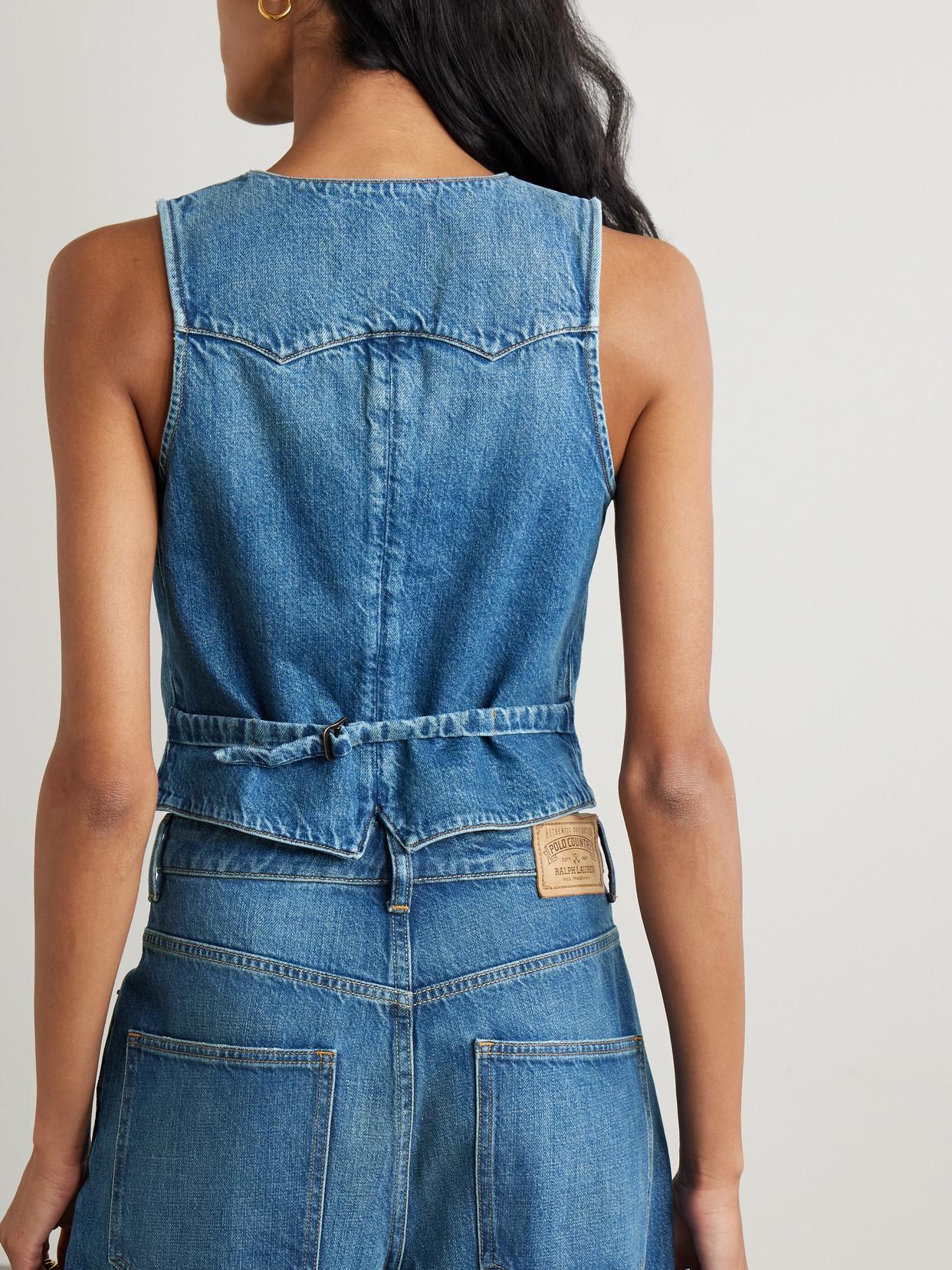 Polo Ralph Lauren Embroidered Denim Vest in Blue Lyst UK