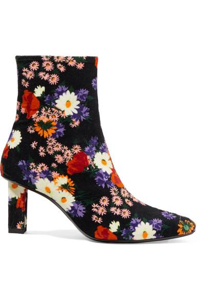 Velvet floral boots cheap
