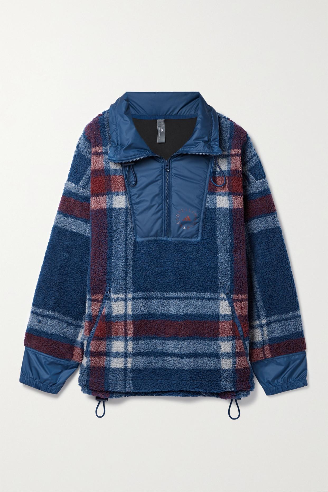 adidas By Stella McCartney Recycled Shelltrimmed Checked Fleece Jacket