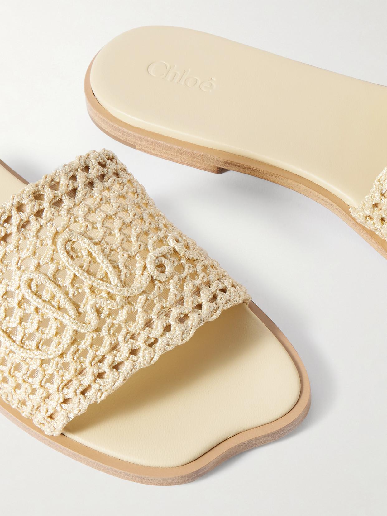 Chloé Flower Crocheted Slides in Natural | Lyst