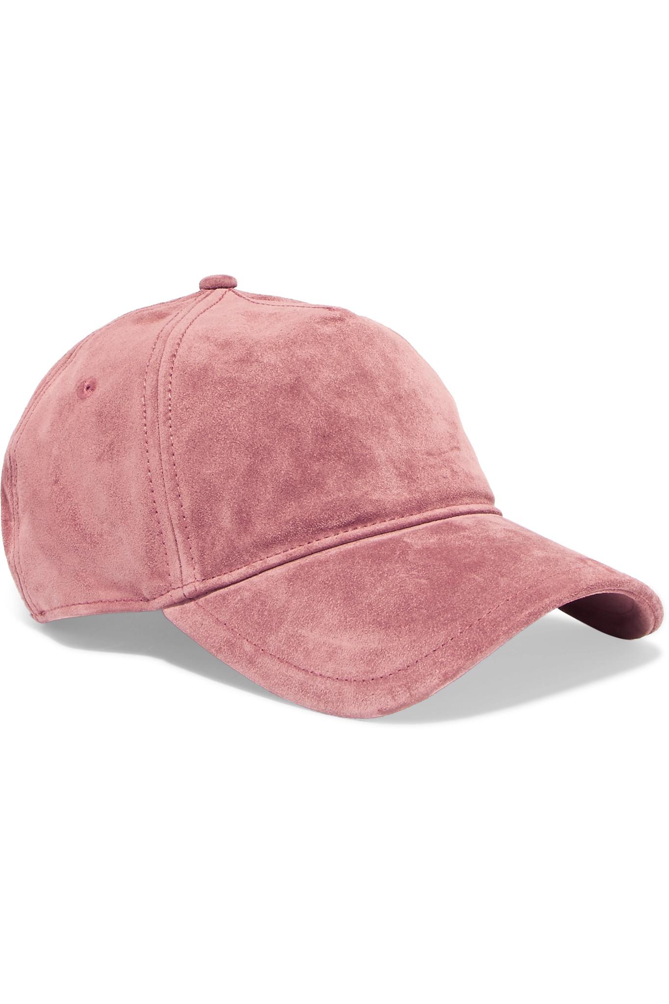 pink suede baseball cap