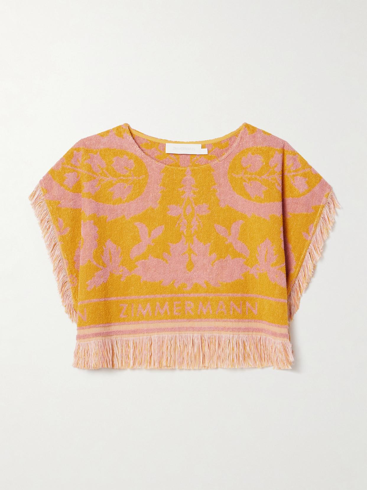 2025春夏【ZIMMERMANN】 フリンジコットンテリークロップトップ zimmermann-Yellow-Wylie-
