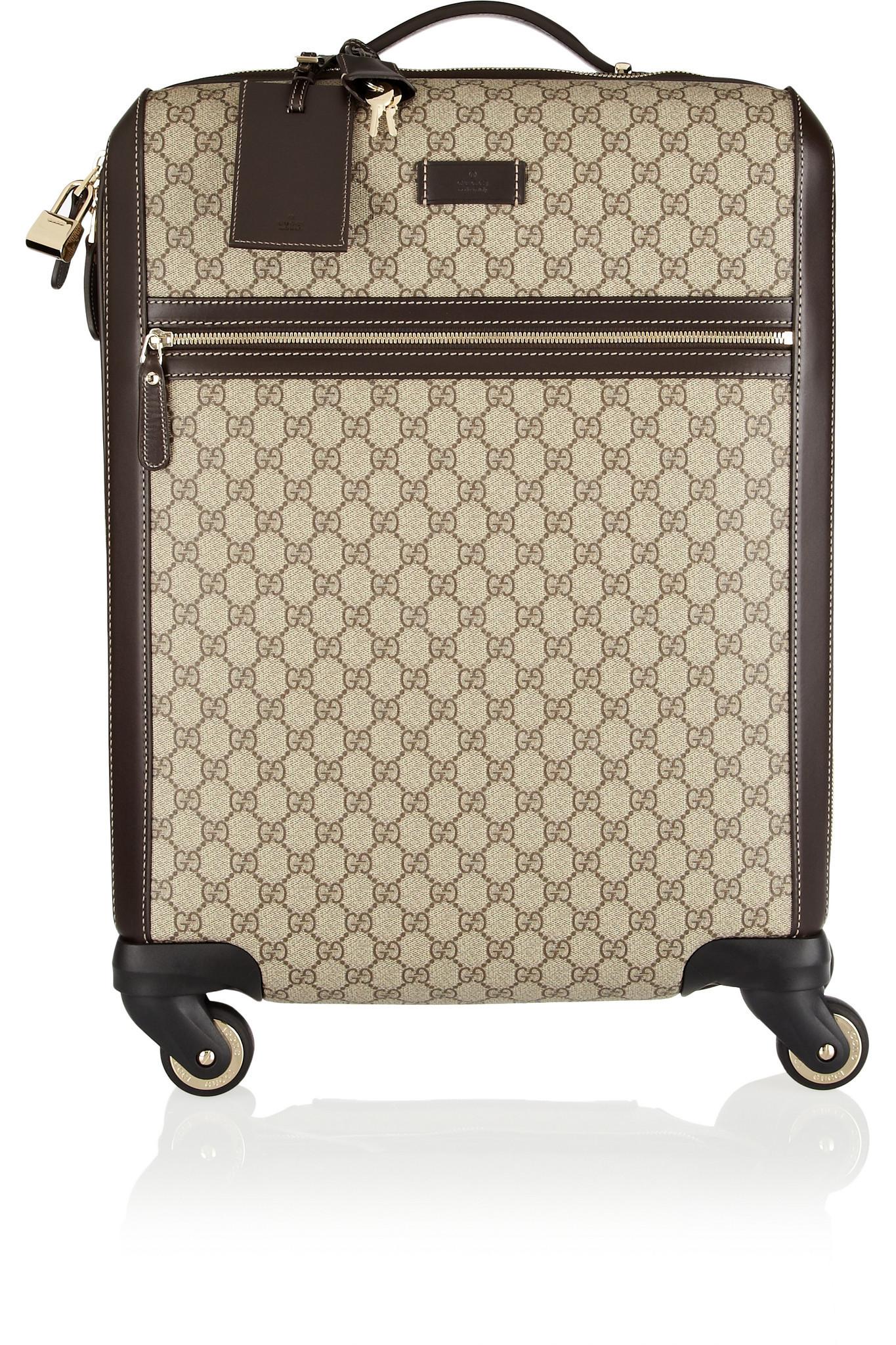 Gucci Gran Turismo Leather-trimmed Coated-canvas Travel Trolley in Brown |  Lyst