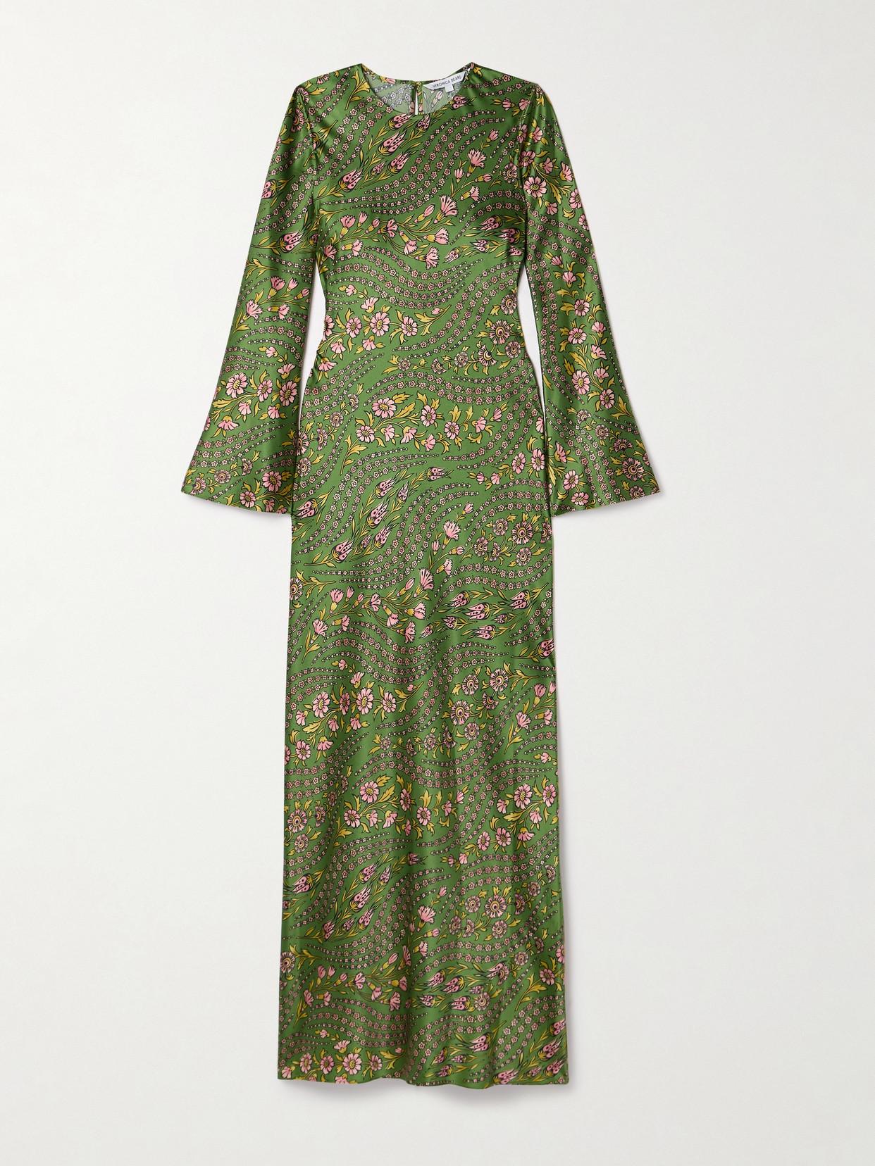 makeup looks that go with green dress Green Metallic Tie Neck Maxi Dress – self-portrait-US
