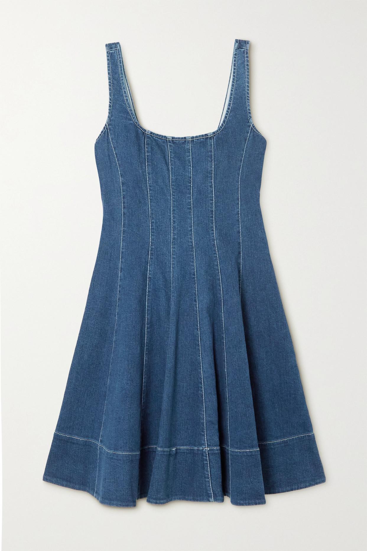 STAUD Wells Paneled Denim Mini Dress in Blue | Lyst