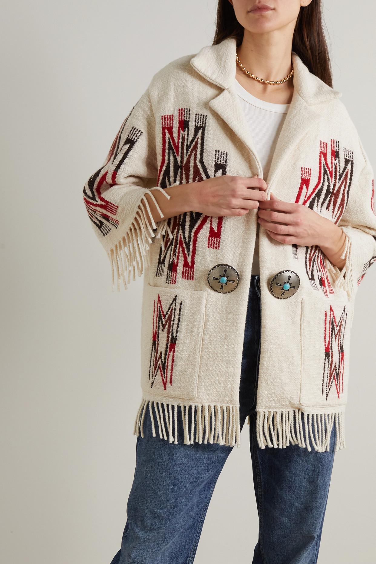 Fortela Freya Fringed Wool And Cotton-blend Jacquard Cardigan in White |  Lyst