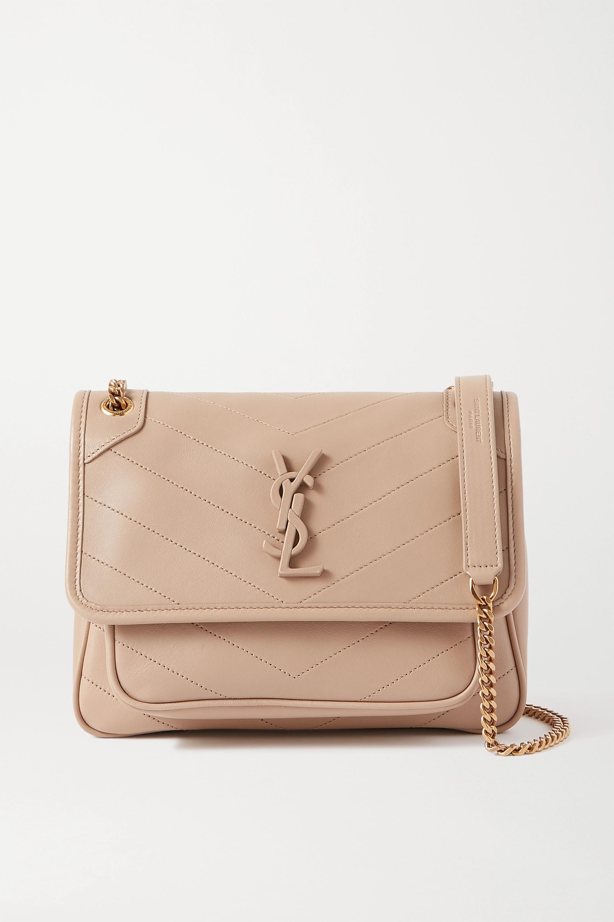 Niki Baby Leather Shoulder Bag in Beige - Saint Laurent