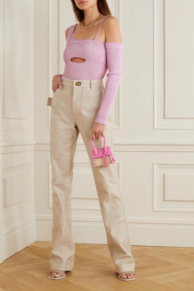 La Maille Cold-shoulder Ribbed-knit Top 