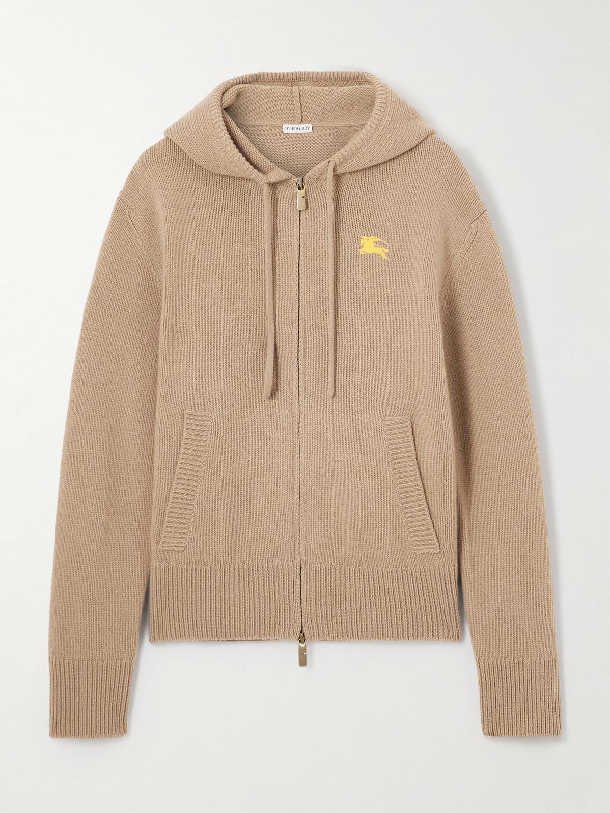 パーカー・フーディ Burberry Cashmere-Blend Hoodie Sweatshirt Burberry - Logo-Embroidered Double-Faced Cashmere-Blend Zip