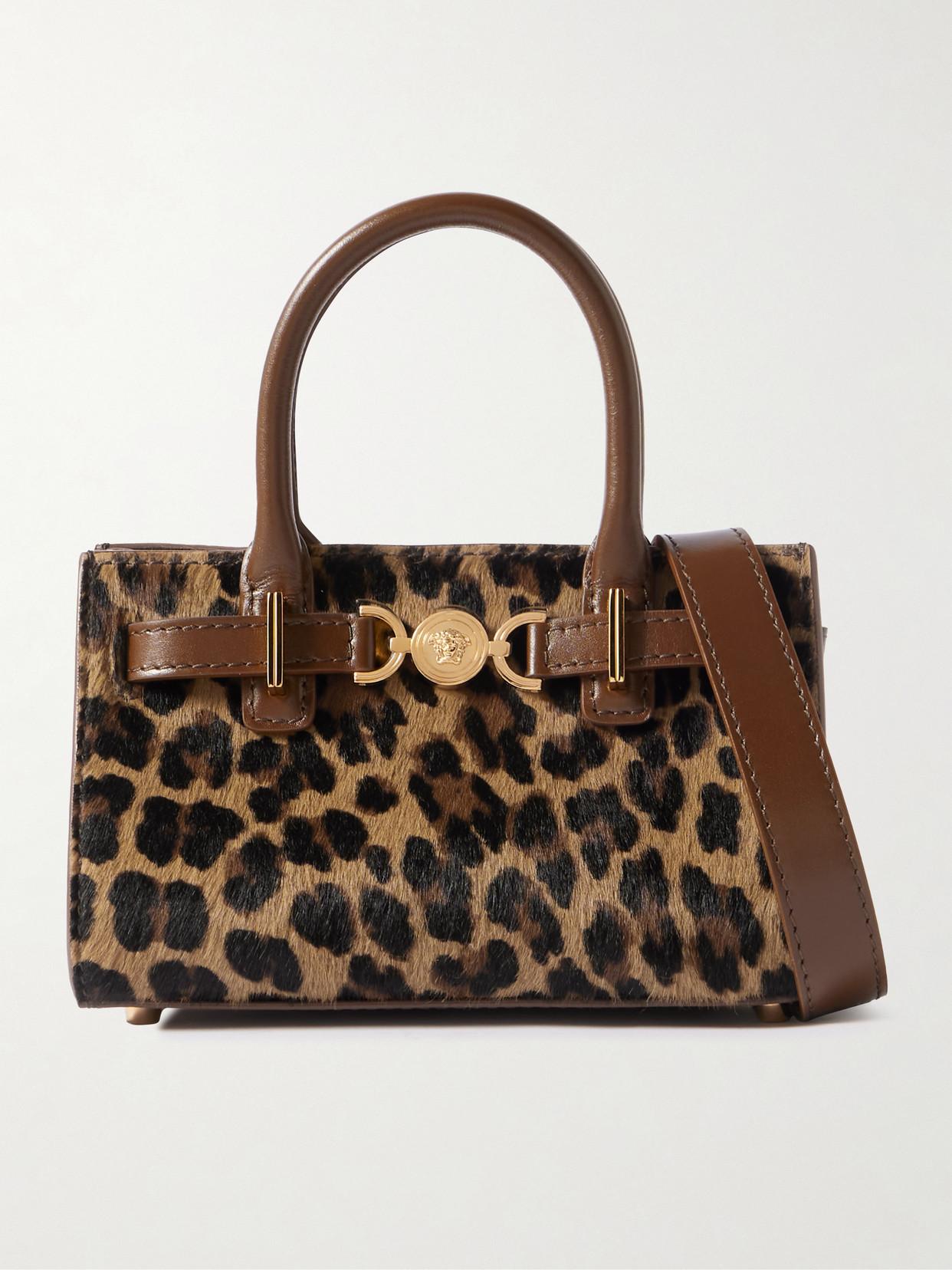Versace Medusa-Plaque Leopard Printed Tote Bag in Brown Lyst