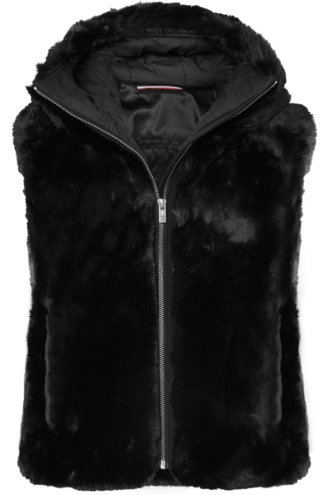 womens faux fur hooded gilet