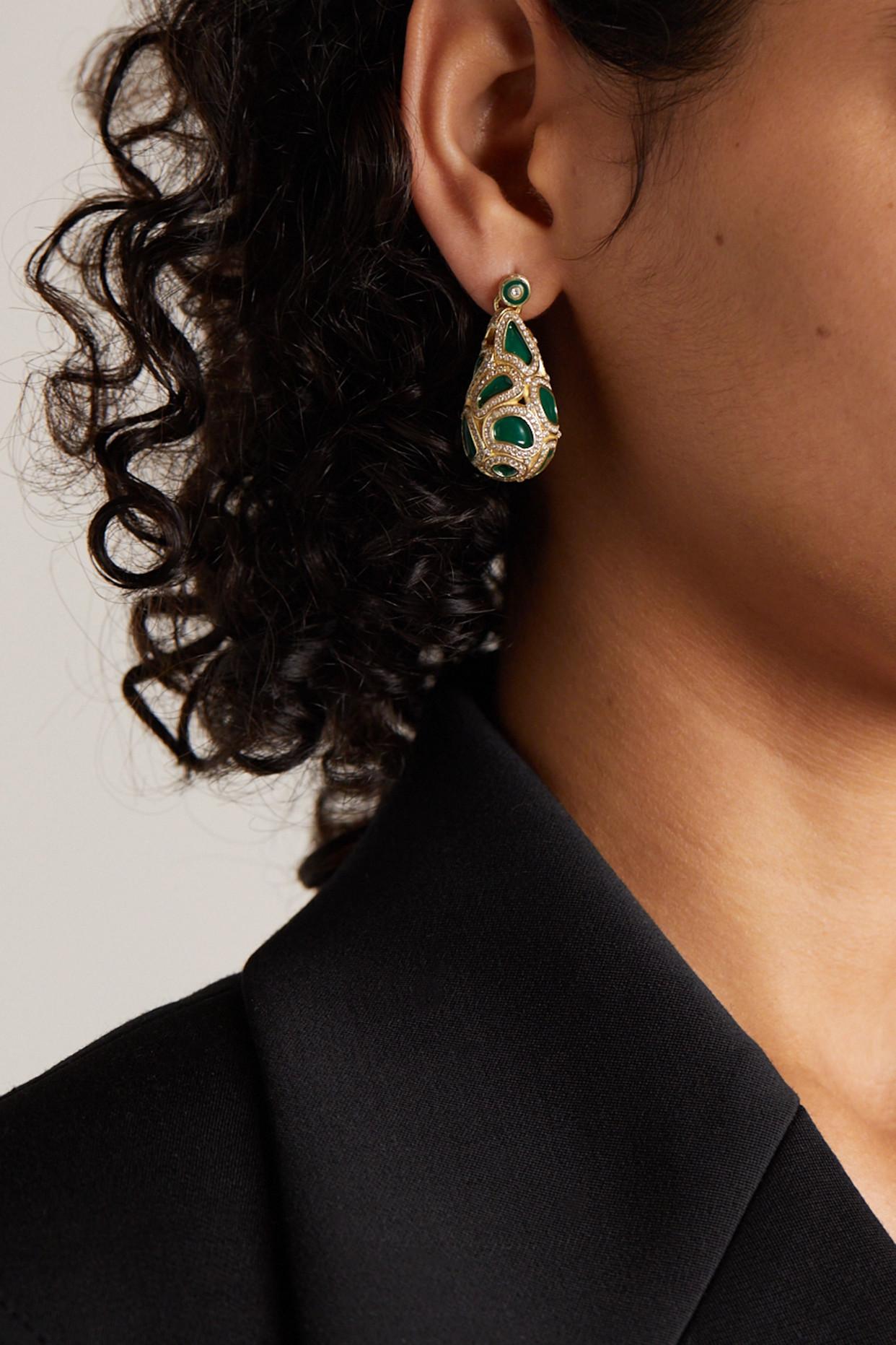 Bottega Veneta Gold tone Enamel And Cubic Zirconia Earrings in