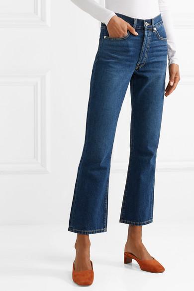 Eve Denim Jane Cropped High-rise Flared Jeans in Blue | Lyst UK