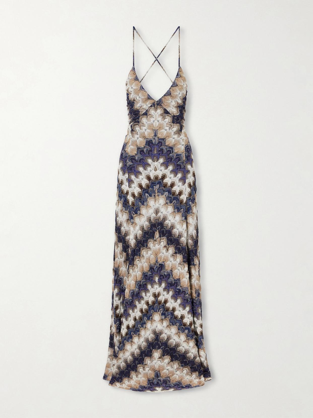 knee length dresses for ladies Missoni Embellished Metallic Crochet-Knit Mini Dress  Runway Catalog
