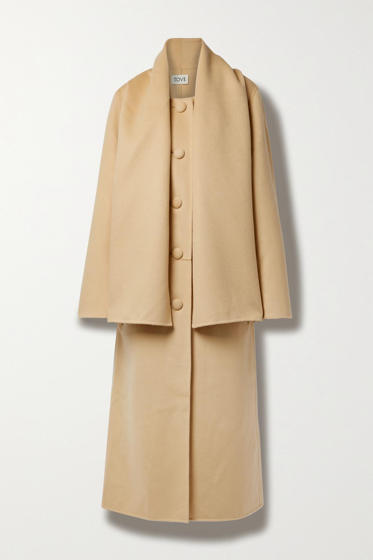 TOVE Mio Layered Wool-blend Felt Coat in Natural | Lyst