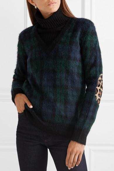 Michael Kors Tartan Mohair-blend Sweater in Blue | Lyst