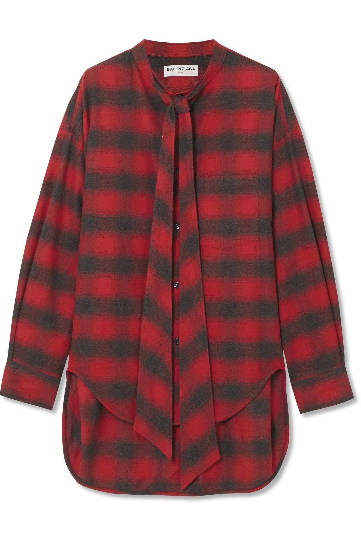 Balenciaga Swing Oversized Printed Checked Cotton-flannel Shirt in