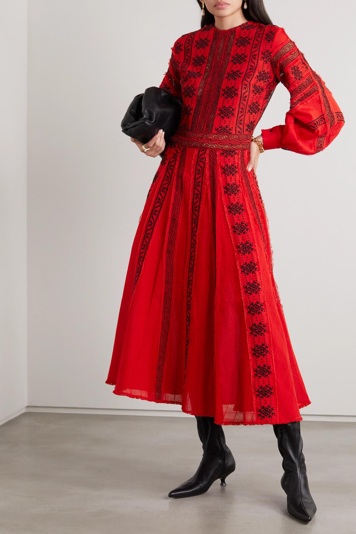 Rue Mariscal Embroidered Cotton Midi Dress | Lyst