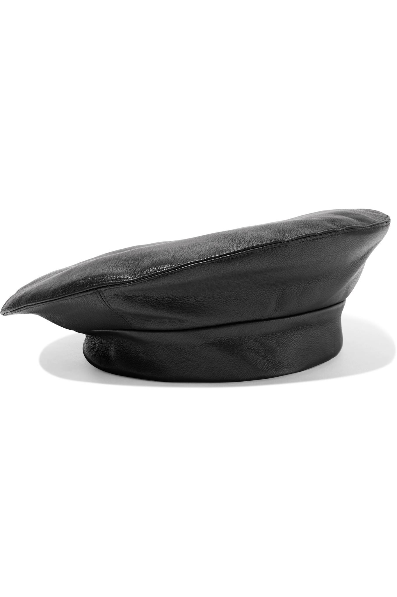 Clyde Leather Black Lambskin Beret 