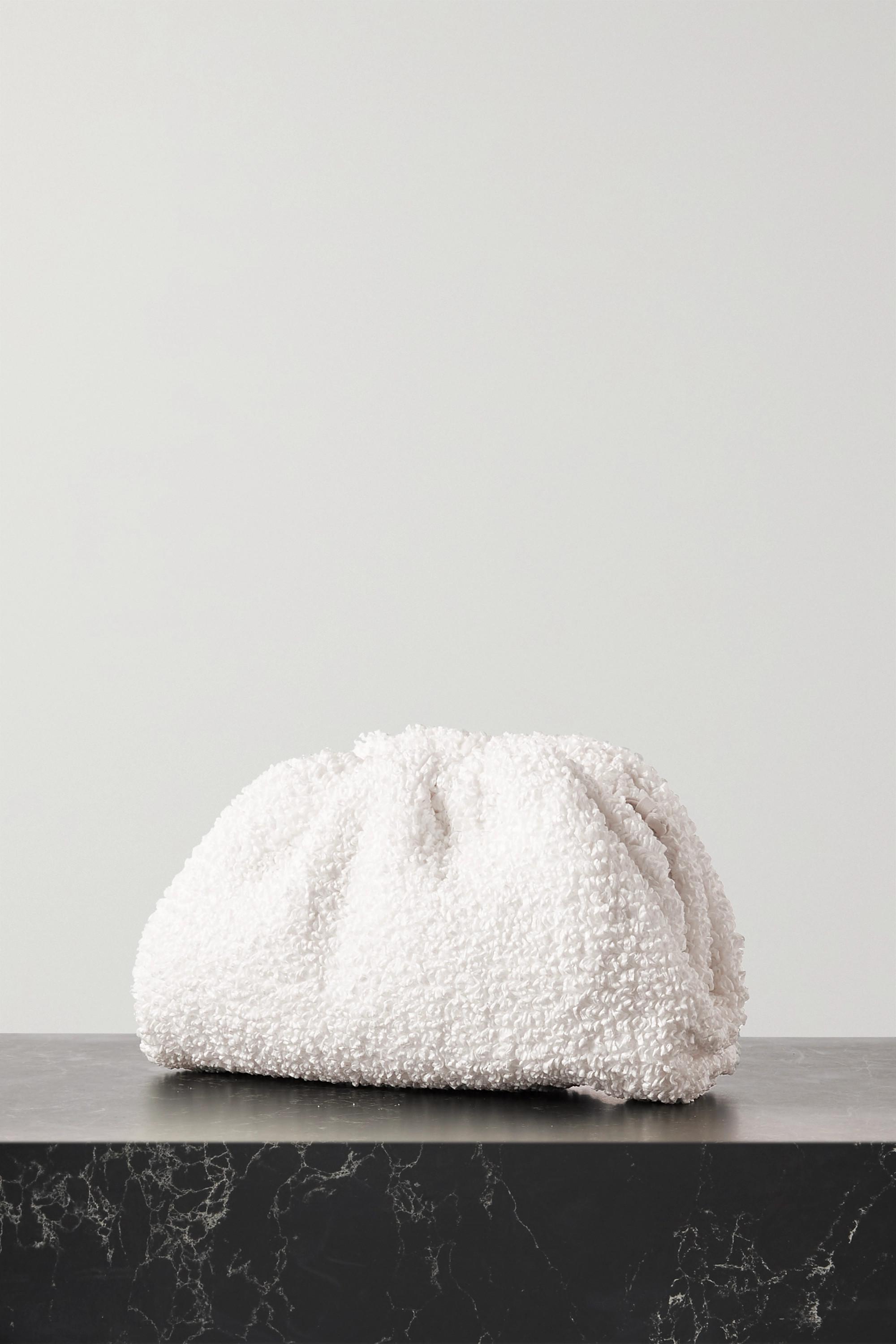 Bottega Veneta The Pouch Small Leather trimmed Gathered Boucl